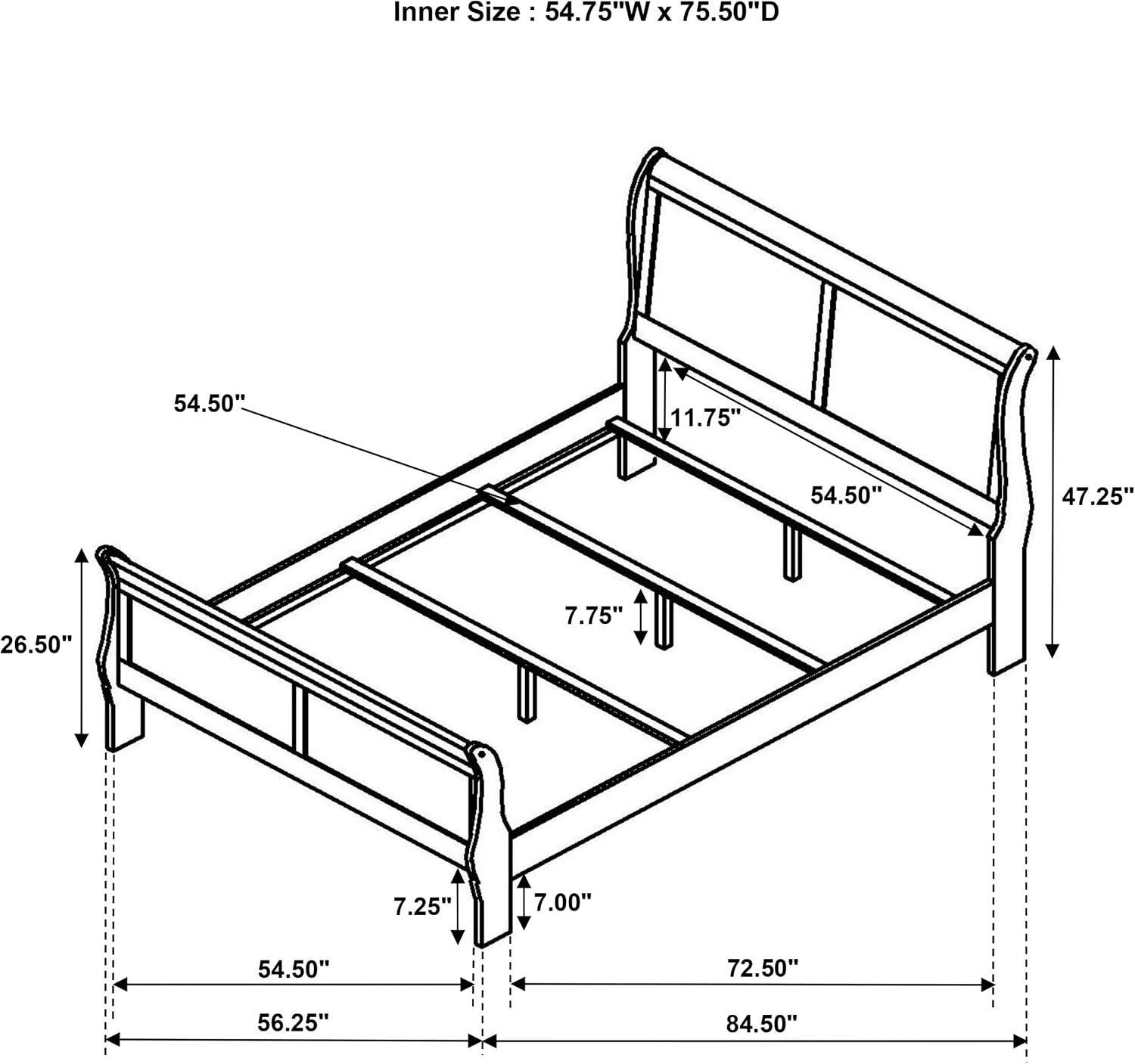 Coaster Home Furnishings Louis Philippe Traditional 4-Piece Bedroom Set Full Size Sleigh Bed Frame 47-inch Headboard White 202441F-S4