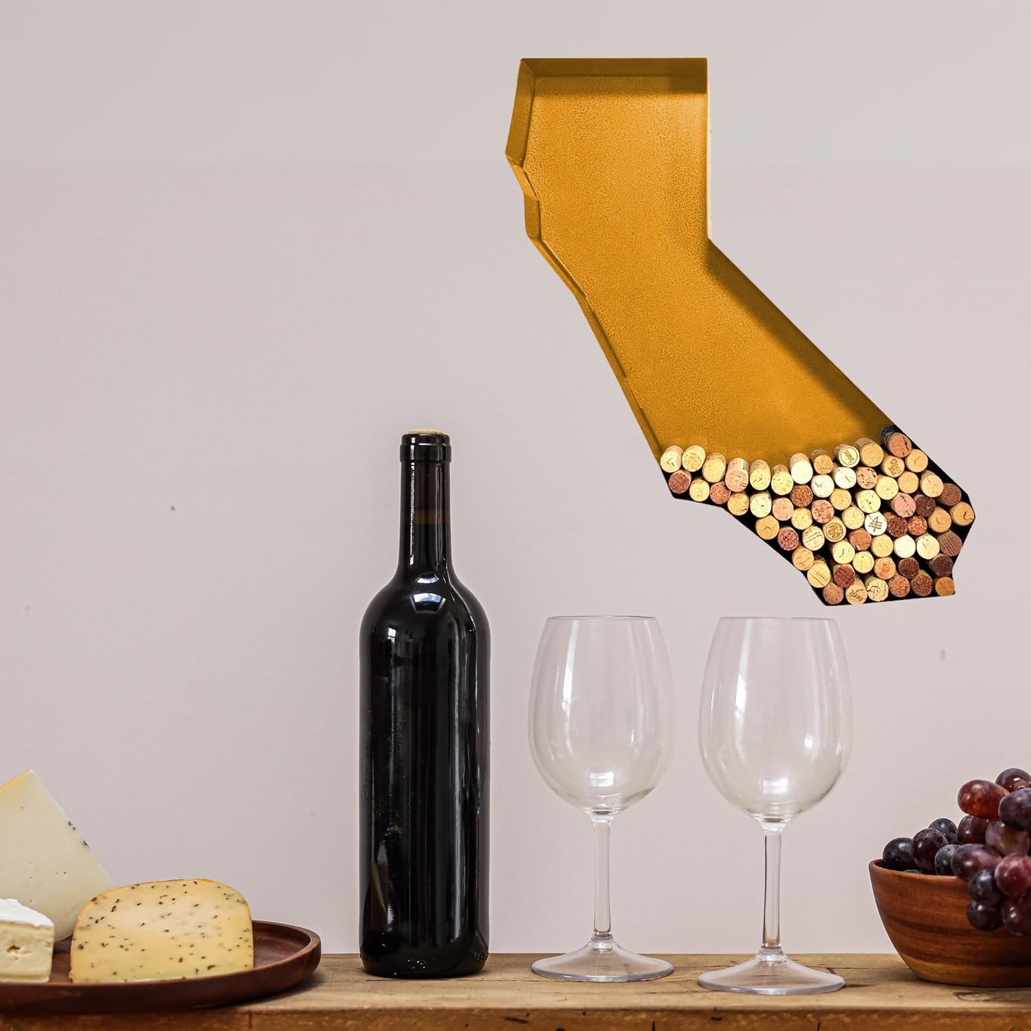 NEONSIGN California State Map Wine Cork Holder Metal Arkansas Decor Sign Wine Bar Pub Home Decoration (Gold, 18 inc)