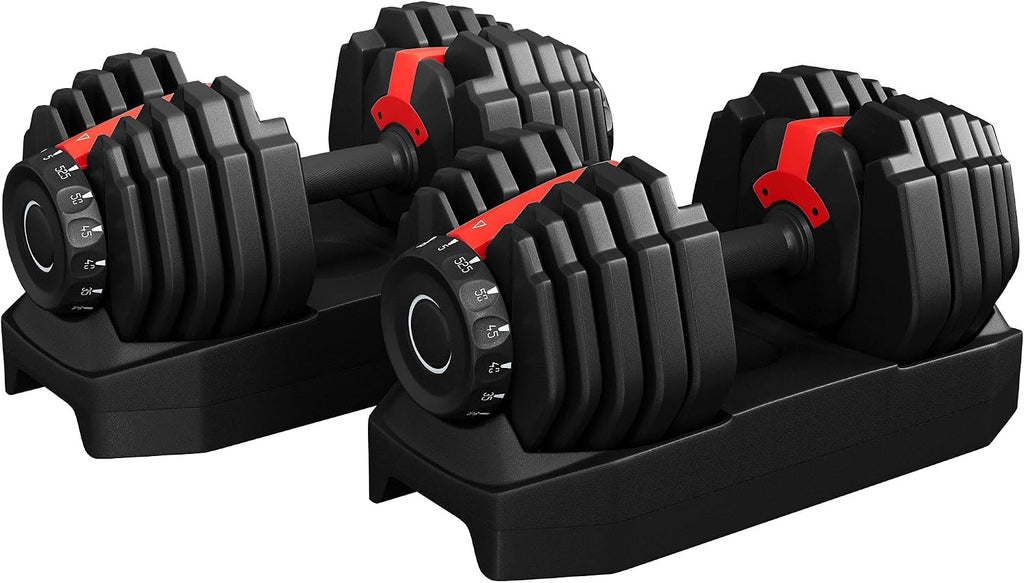 Yaheetech Adjustable Dumbbell Set Free Weights for Home Gym 15-in-1 Quick Lock Adjustable Dumbbells Interchangeable Women Men Full Body Strength Training with Anti-Slip Handle Black