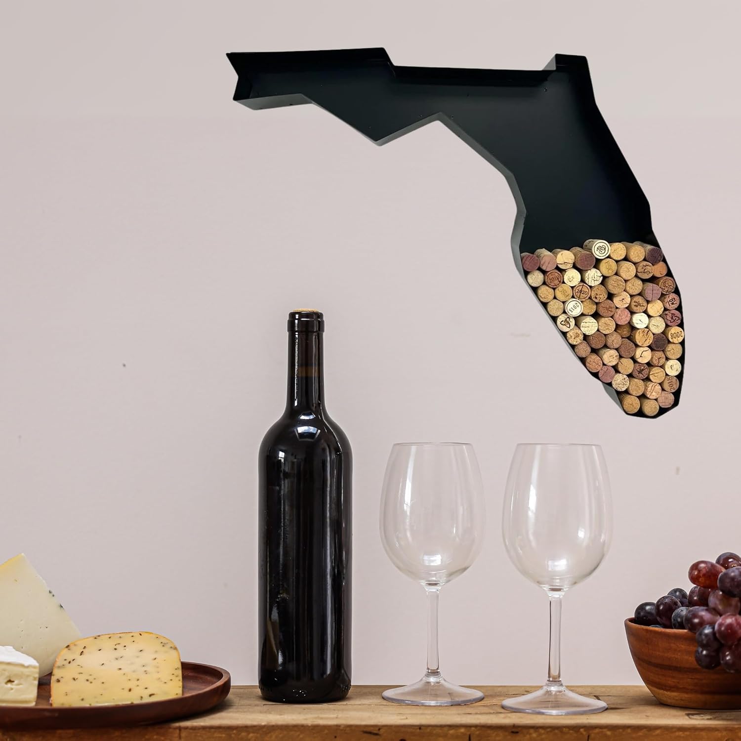 NEONSIGN Florida State Map Wine Cork Holder Metal Arkansas Decor Sign Wine Bar Pub Home Decoration (Black, 24 in)