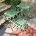 3Pcs Floor-Standing Flower Bench, Outdoor Cast Iron Flower Stand,Heavy Duty Wrought Iron Flower Pot Stand,Outdoor Garden Potting Bench Table,for Courtyard Garden Living Room,C