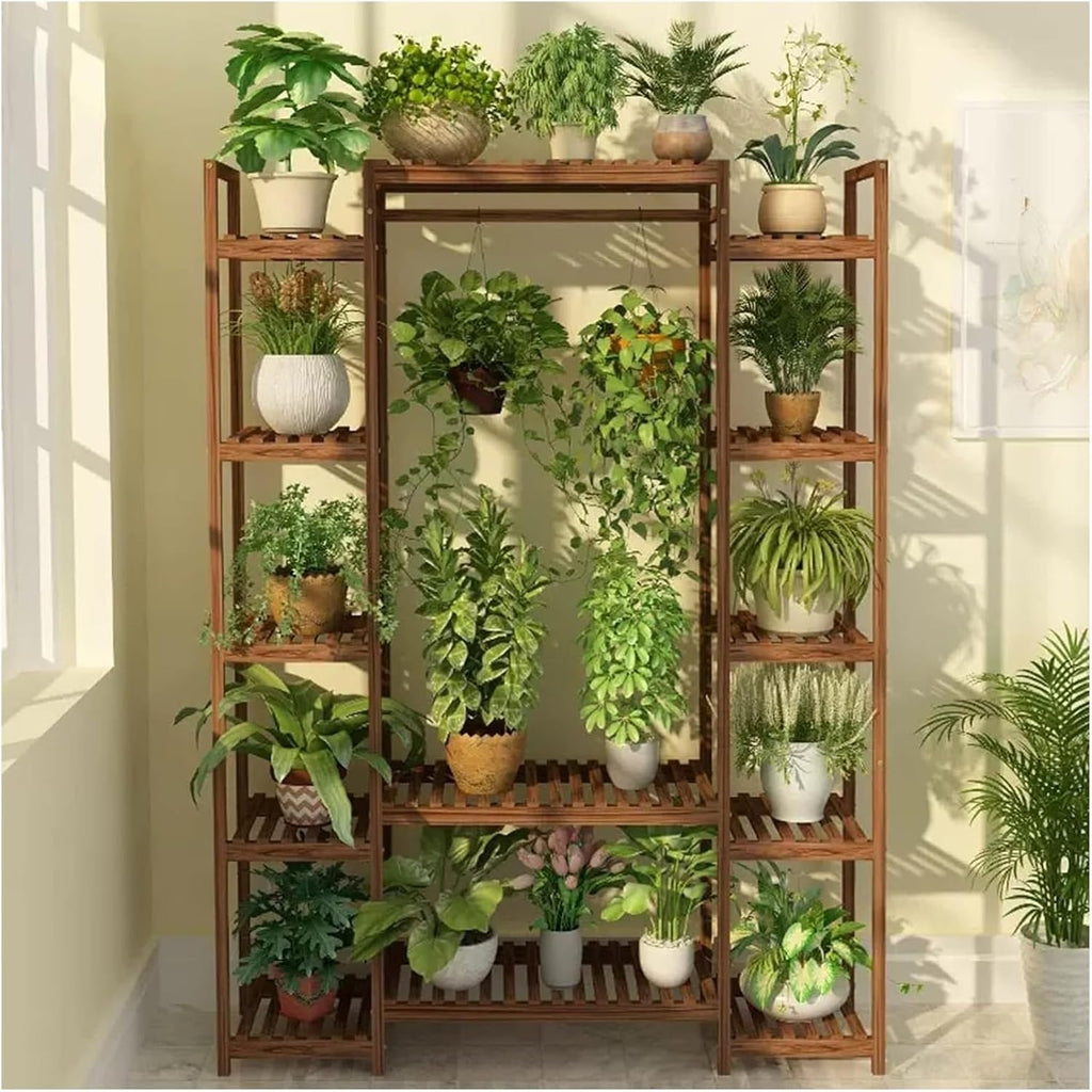 Potting Bench Table,Garden Potting Table, Plant Stand Wooden Outdoor Tiered Plant Shelf Multiple Flower Planter Pot Holder Shelf Rack Display for Patio Garden Corner Balcony Living Room