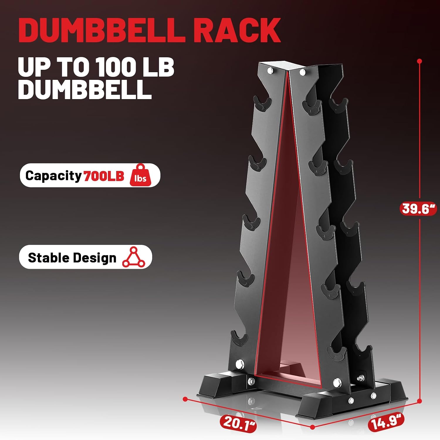 PAPABABE Hex Dumbbell Set with Rack, 85-560lb Rubber Encased Dumbbell Free Weights Dumbbells Set with Storage Rack, Hand Weights Set for Strength Training