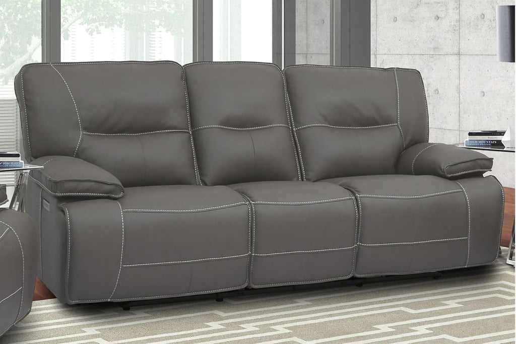 Pemberly Row Haze Power Reclining Sofa Set, Upholstered High-Performance Fabric, Wall-Hugger Design, USB Charger, Wide Armrests, Includes Sofa, Loveseat, Recliner, Living Room Furniture, 1080 lbs