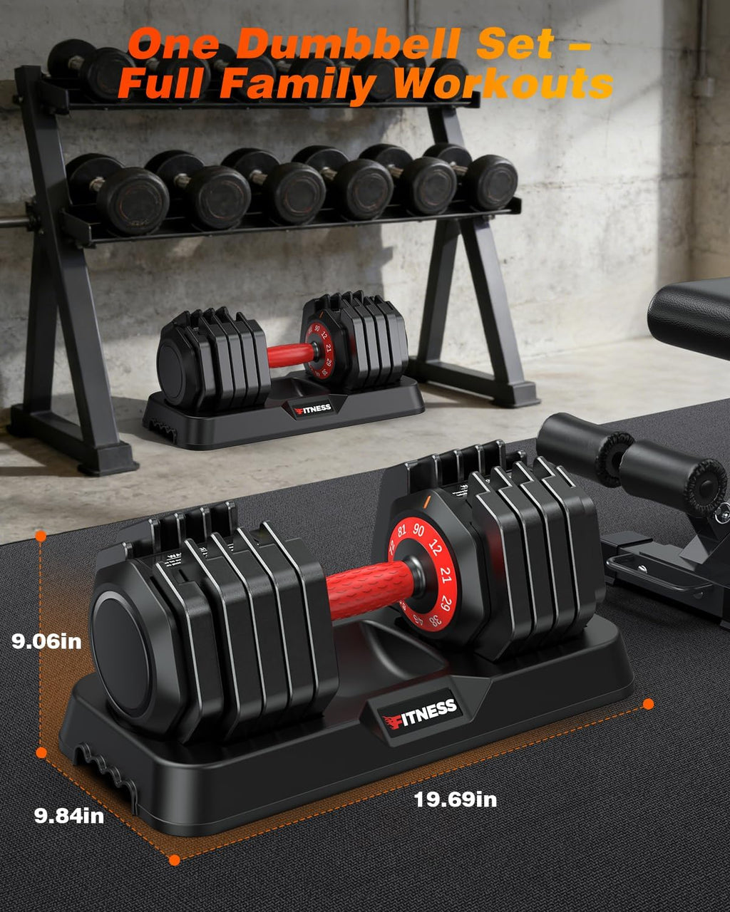 XDDIAS Adjustable Dumbbells Set of 2 for Strength Training, One-Hand Quick Adjust, 25/55/80/90 lbs Options, Anti-Slip Grip Handle, Compact Home Gym Weights for Men Women