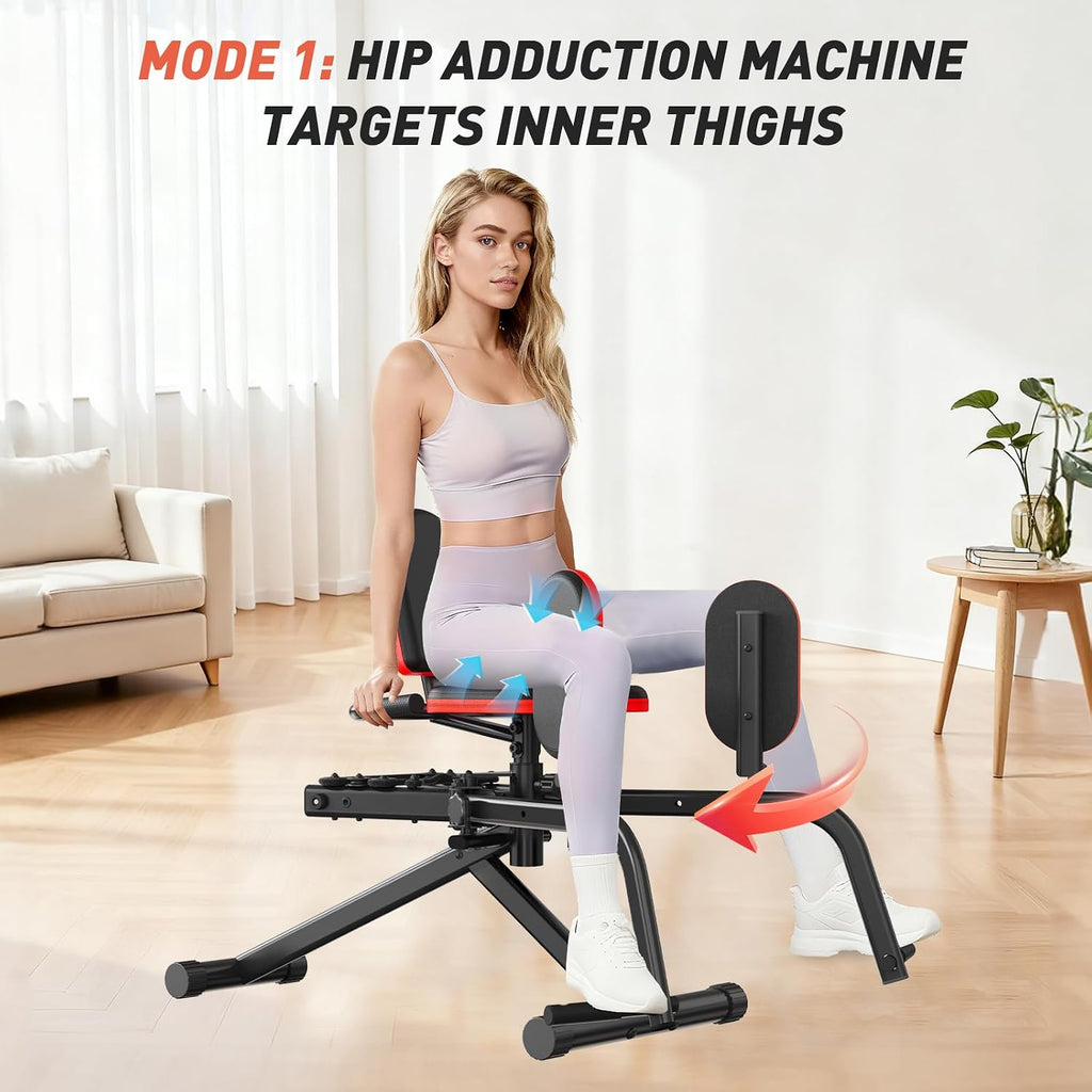 ERGOLIFE Hip Adduction Abduction Machine with 6 Resistances for Home/Office Gym, 2 in 1 Inner Thigh Exercise Equipment Buttocks Lifting Glute Machine for Men or Women