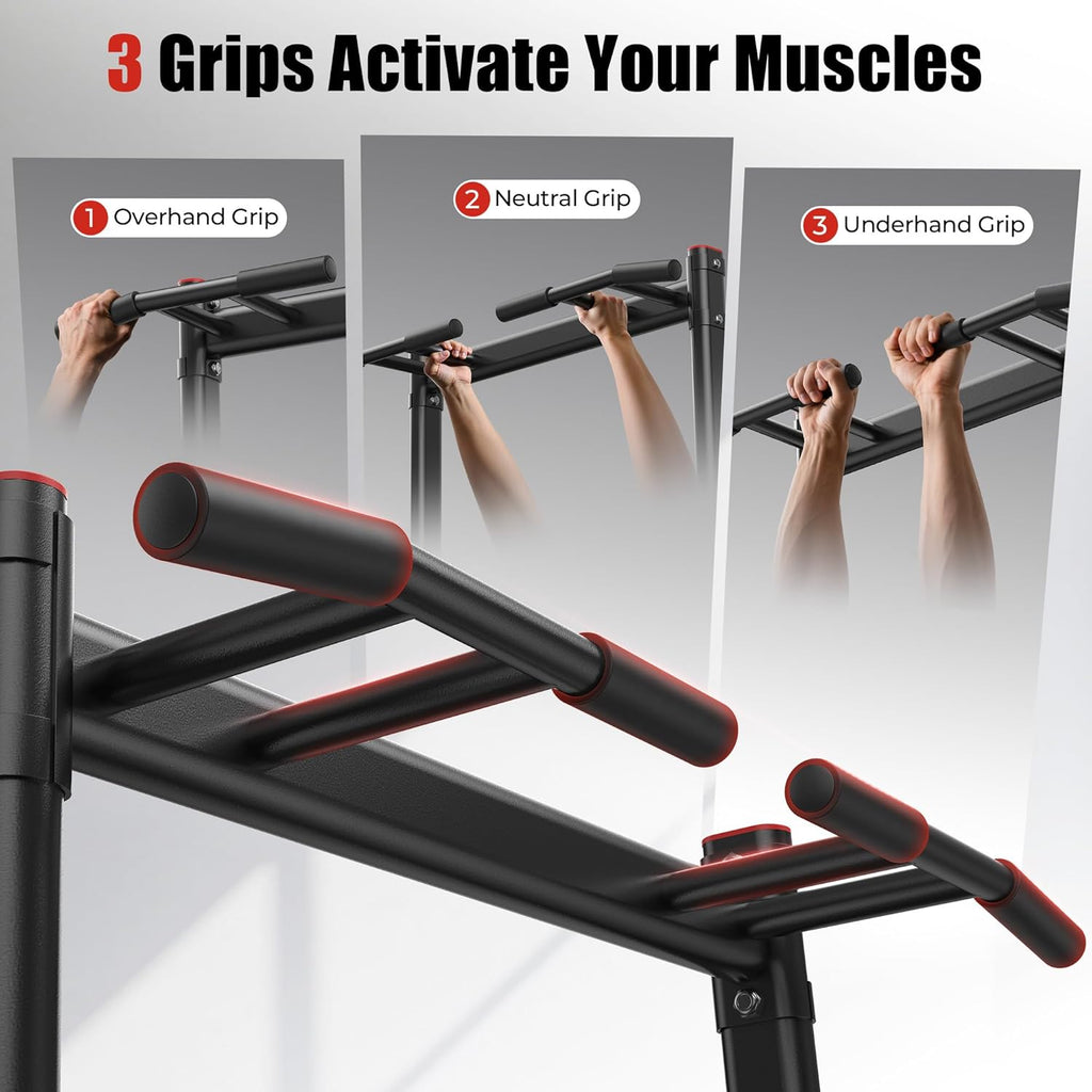Sportsroyals Power Tower Pull Up Bar Station, 450LBS Stable Pull Up Dip Station for Home Gym Strength Training Equipment | FED Fitness