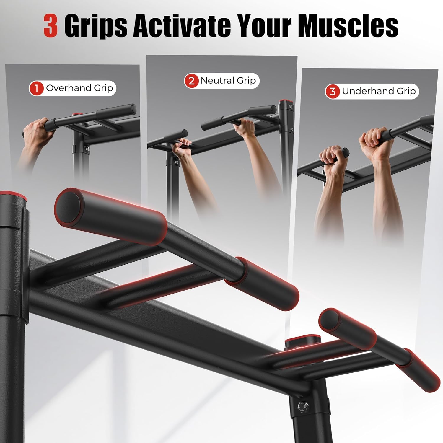 Sportsroyals Power Tower Pull Up Bar Station, 450LBS Stable Pull Up Dip Station for Home Gym Strength Training Equipment | FED Fitness