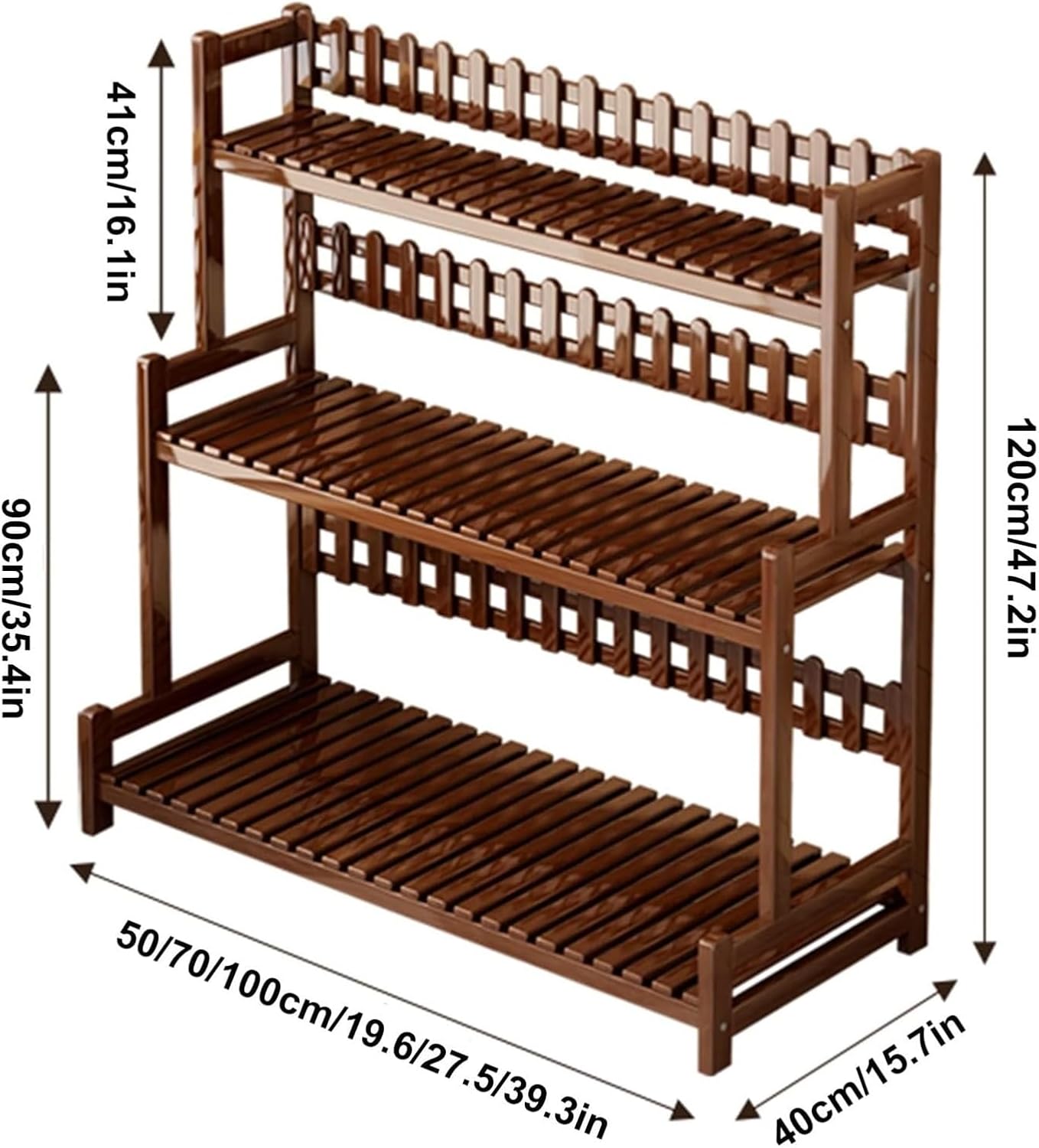 Potting Bench Table,Garden Potting Table, Planter Pot Holder Flower Stand Outdoor Corner Plant Shelf Flower Stands for Living Room Balcony and Garden (Color : Brown, Size : 50x40x120cm)
