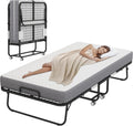 Espsilto Large Folding Bed with Mattress for Adult - 75''x46'' Foldable Rollaway Bed for Guest, Space Saving Fold Up for Easy Storage