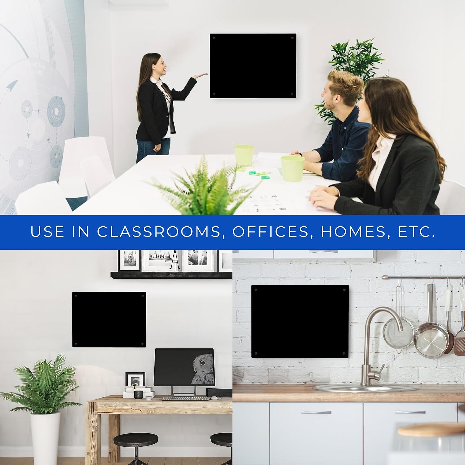 30x40 Dry Erase Board for Wall - with .25 Black Acrylic and Black Stand Off Finish - Perfect Whiteboard for Office, Home, Classroom - Durable and Stylish .25 Black Acrylic Dry Erase Board