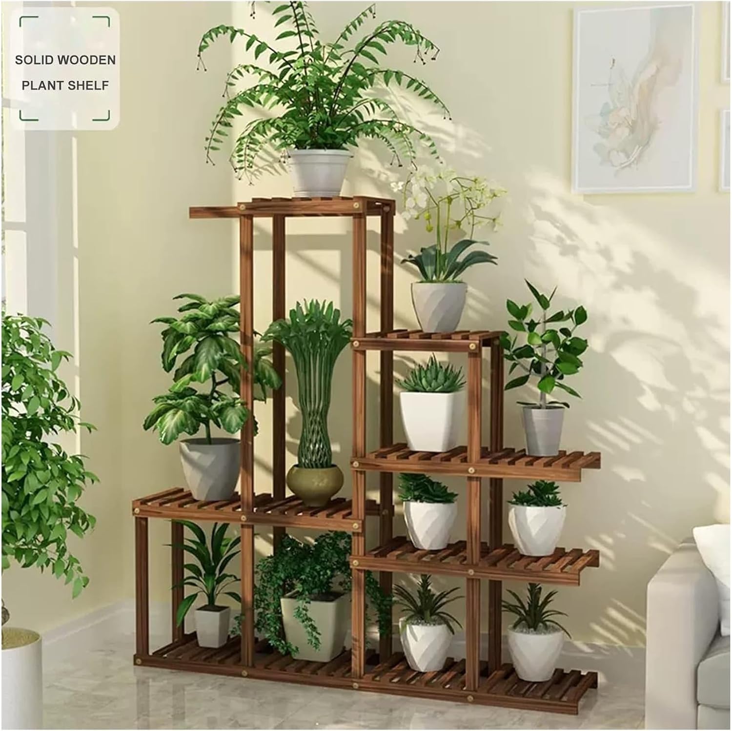 Potting Bench Table,Garden Potting Table, Plant Stand Indoor Outdoor 6 Tiers Ladder Plant Holder Table Plant Pot Stand for Window Plant Shelf Indoor Garden Balcony Home Decor Living Room Bedroom