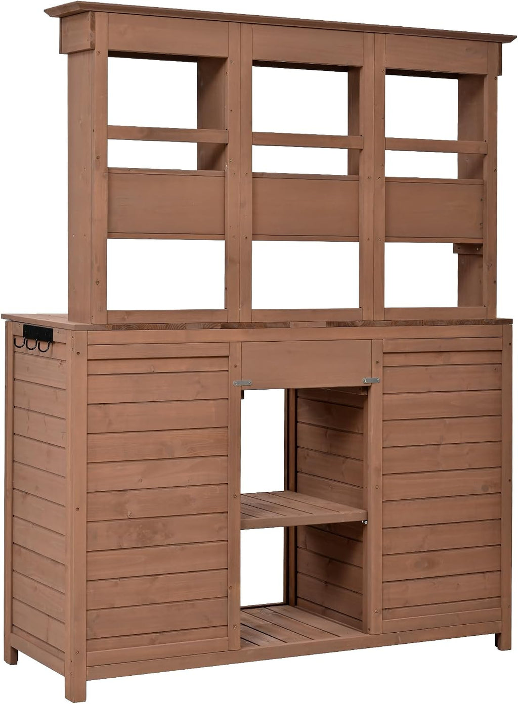 Merax 65.7' Tall Garden Potting Bench with Hutch, 3 Shelves, 6 Drawers, 2 Cabinets & Hooks