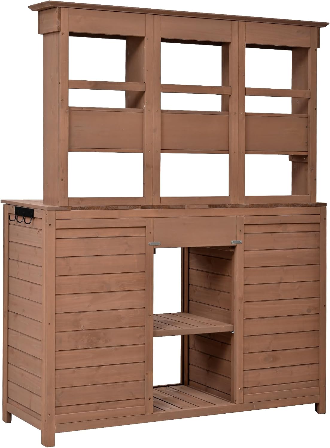 Merax 65.7' Tall Garden Potting Bench with Hutch, 3 Shelves, 6 Drawers, 2 Cabinets & Hooks