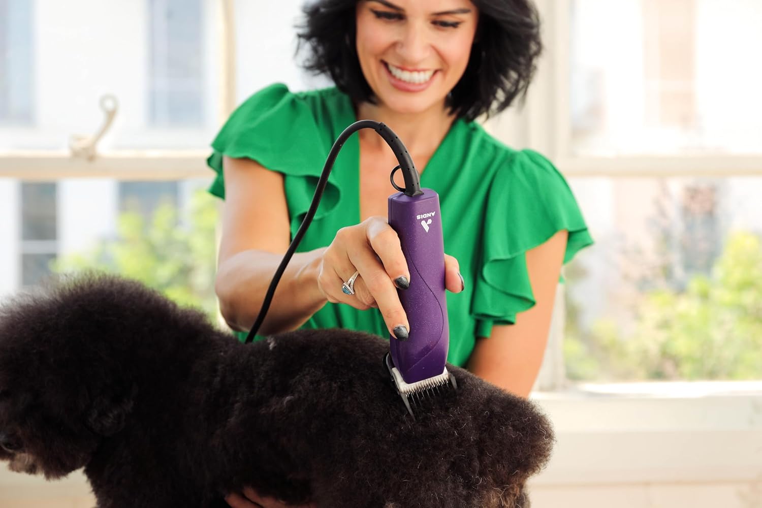 Andis 24820 EasyClip Professional-Animal 7-Piece Detachable Ceramic Blade Clipper Kit, Frustration Free Packaging, Purple