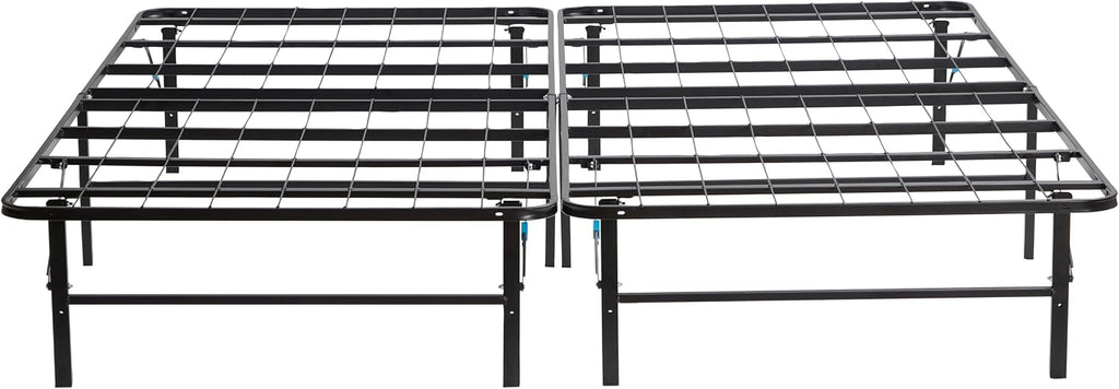 Nestl Foldable Queen Bed Frame, Platform Bed Frame, Steel, Easy Tool Free Assembly, 14 Inches High, Queen, Black