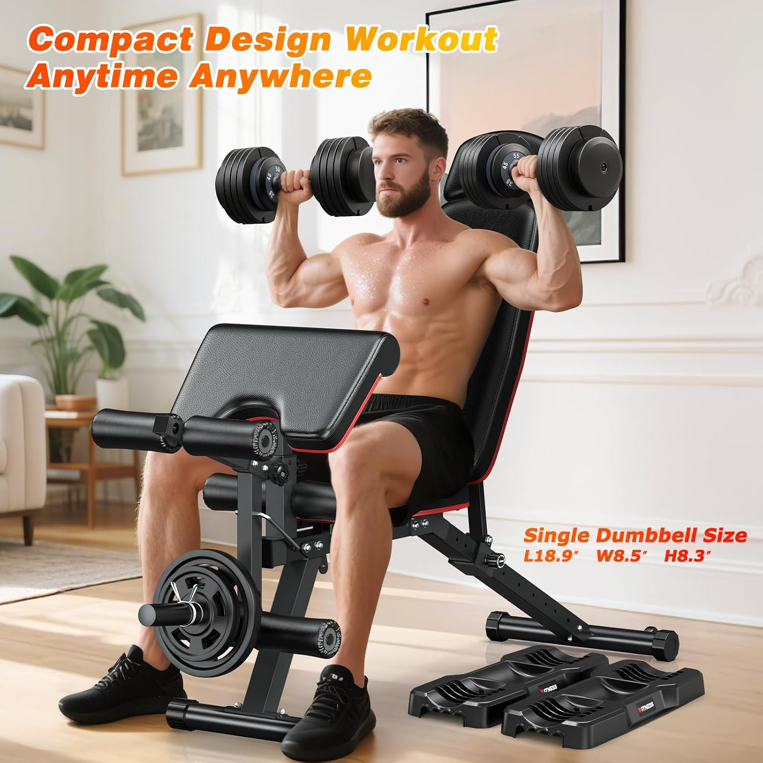 XDDIAS Adjustable Dumbbells Set of 2 for Strength Training, One-Hand Quick Adjust, 25/55/80/90 lbs Options, Anti-Slip Grip Handle, Compact Home Gym Weights for Men Women