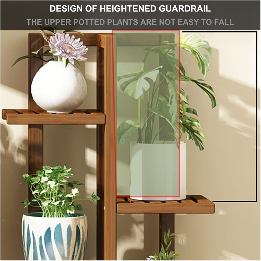 Potting Bench Table,Garden Potting Table, Plant Stand Indoor Outdoor 6 Tiers Large Plant Rack Plant Holder Multifunctional Plants Shelves for Patio Garden Living Room Balcony Bedroom, Brown