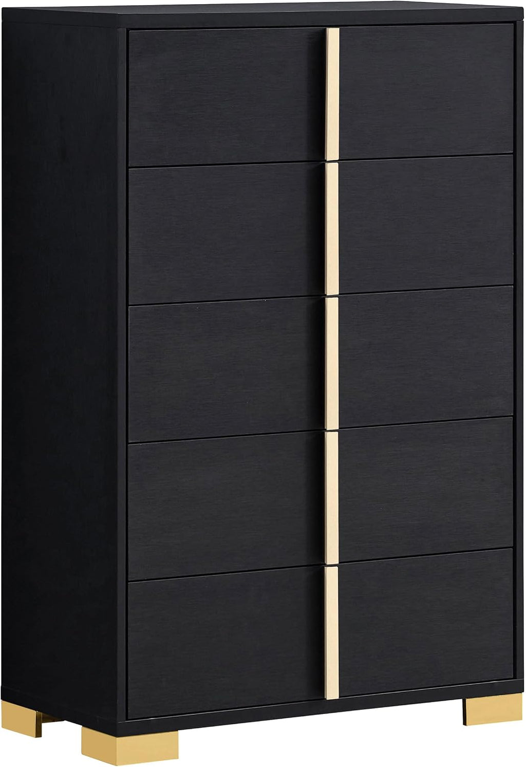 Coaster Home Furnishings Marceline Contemporary 5-Piece Bedroom Set Full Size LED Panel Bed Frame 51-inch Headboard Black 222831F-S5
