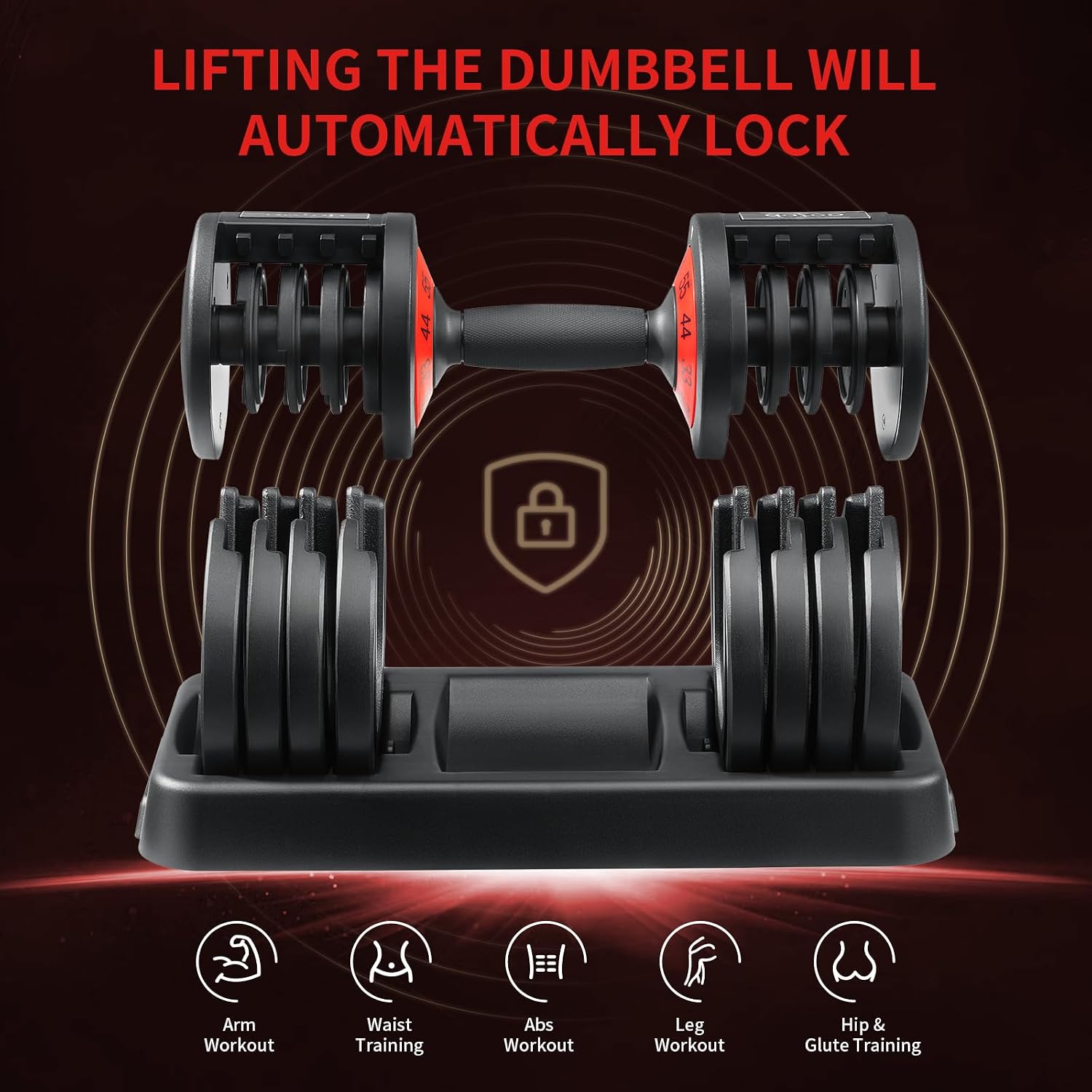 AOTOB Adjustable Dumbbell Set 25/55 Lbs (Pair), Fast Weight Adjustment with Anti-Slip Turning Handle, Space-Saving for Home Gym, Strength Training Equipment for Men & Women