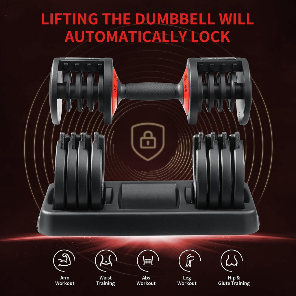AOTOB Adjustable Dumbbell Set 25/55 Lbs (Pair), Fast Weight Adjustment with Anti-Slip Turning Handle, Space-Saving for Home Gym, Strength Training Equipment for Men & Women