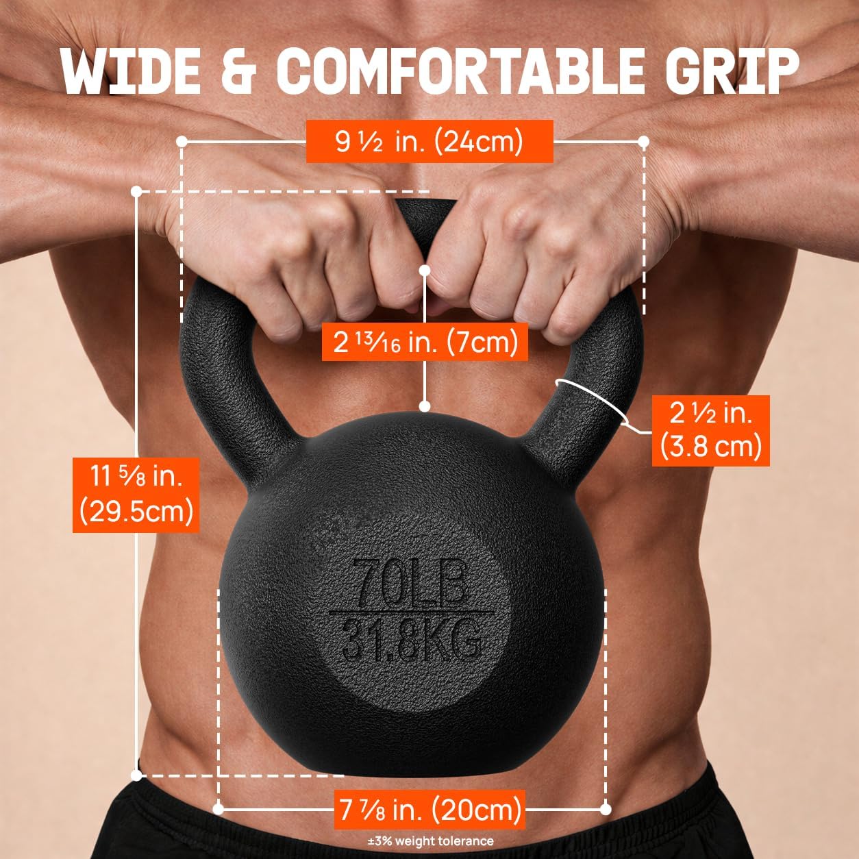Yes4All Cast Iron Kettlebell, Strength Training Kettlebells 5-80 Lb (5,10,15,20,25,30,35,40,45,50,60,70,80 Lb) for Full Body Workout, Push up, Strength Training - Single & Kettlebell Set of 2 for Men