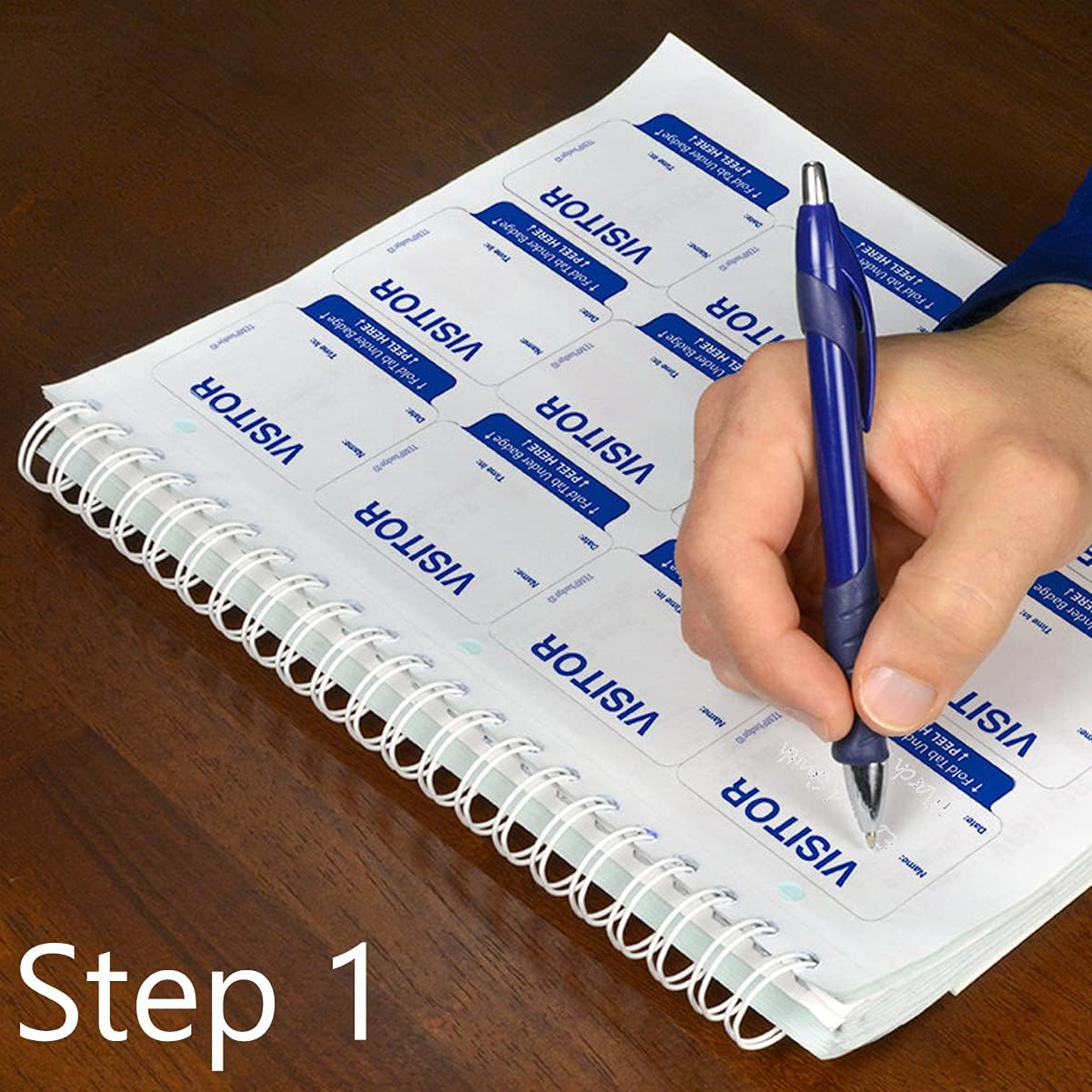 TEMPbadge Giant Sign in Visitor Badge Log Book (480 Badges) One Day Self Expiring - Security Name Tag Stickers - Easy Guest Management/Registry System for School & Business by Specialist ID