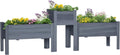 Outsunny Raised Garden Bed Set of 3, Wooden Elevated Planter Box with Legs and Bed Liner, for Backyard and Patio to Grow Vegetables, Herbs, and Flowers, Gray