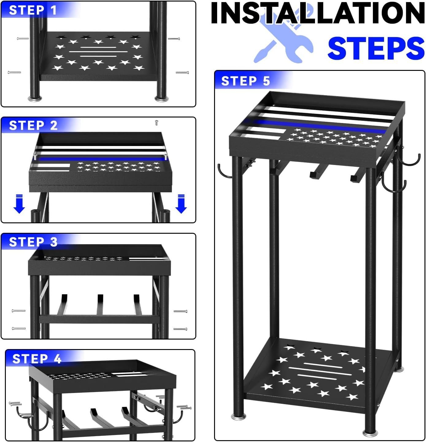 Freestanding Police Gear Stand with Hooks, Heavy Duty Metal Hanger for Body Armor, Duty Belt, Vest & Uniform Storage, Black Tactical Gear Rack Fits Law Enforcement, Security, Academy Graduation Gift