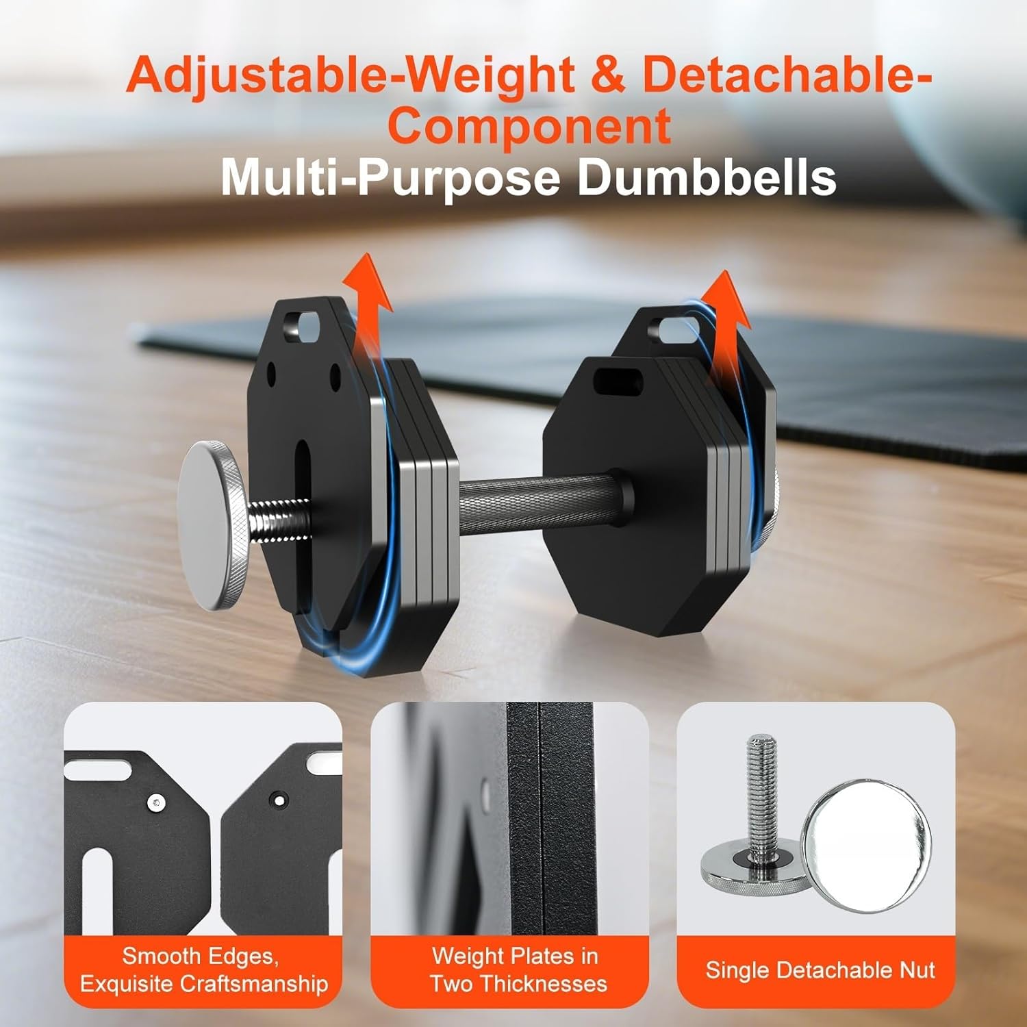 Adjustable Dumbbell Sets, Each 50/80/90/110/120LB Pairs Durable Steel Build, Free Weights Dumbbells Set of 2 with Anti-slip Handle, For Full Body Home Gym Workout Home Strength Training Equipment 50/80/90/110/120LBSX2
