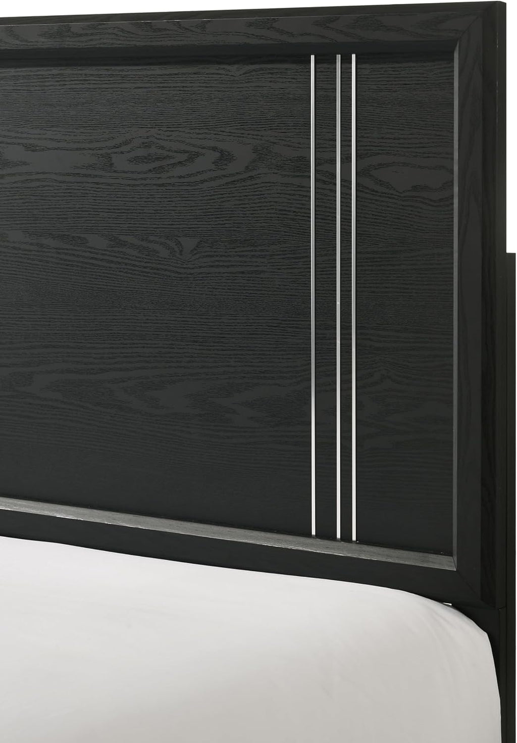 Contemporary 3pc Beautiful Charcoal Finish Full Size Panel Bed Wooden Bedroom Furniture Set