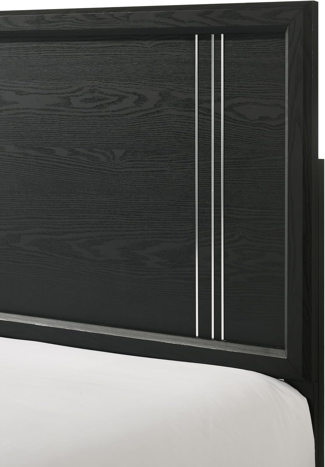 Contemporary Beautiful Charcoal Finish Full Size Panel Bed Wooden Bedroom Furniture 3pc Set
