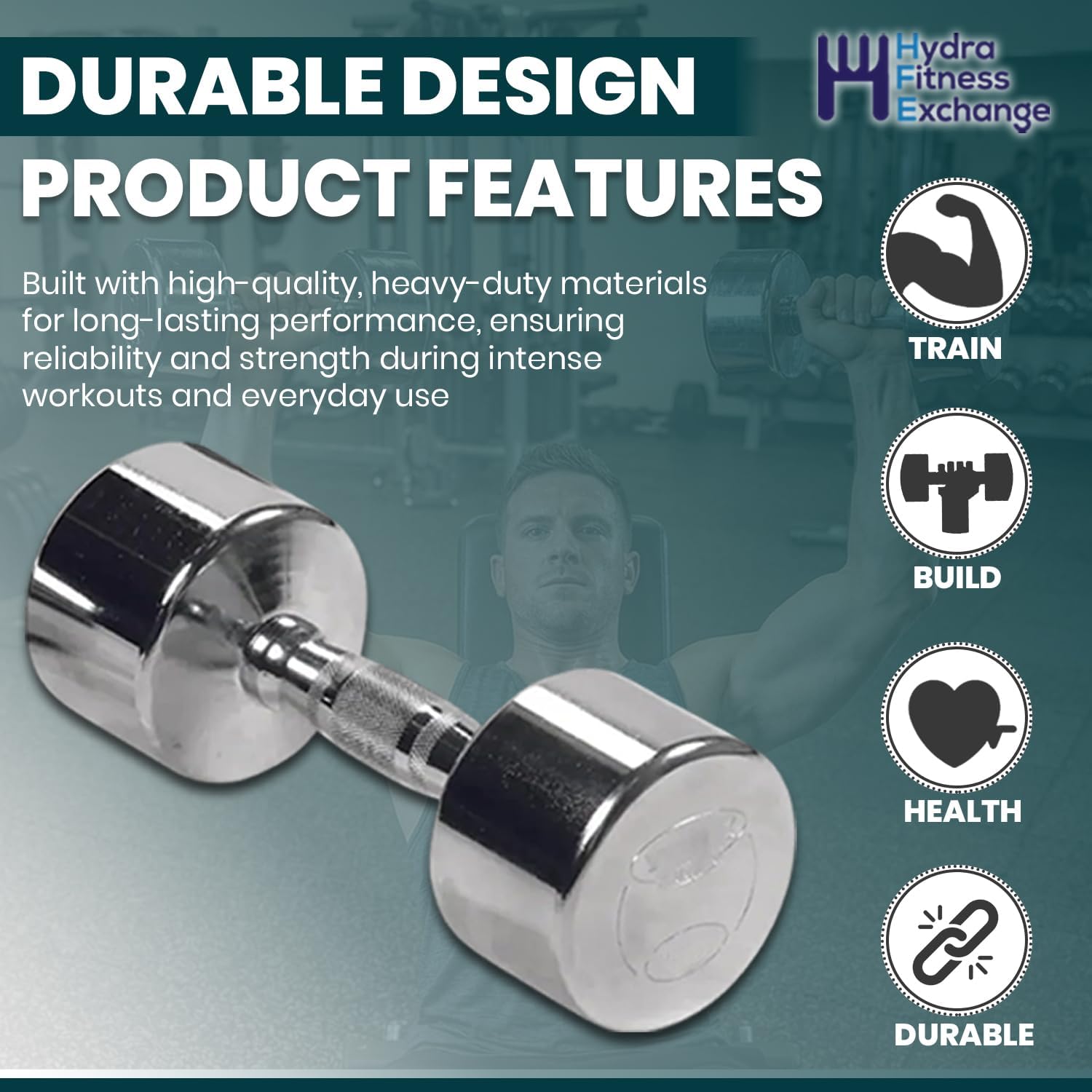 Professional Chrome Dumbbell with Ergo Grip, Heavy-Duty Solid Steel Knurled Handles Hand Weights for Exercise Muscle Toning Home Gym Workout and Training - 2.5 LB - 50 LB Pack of 1, 2 & 4