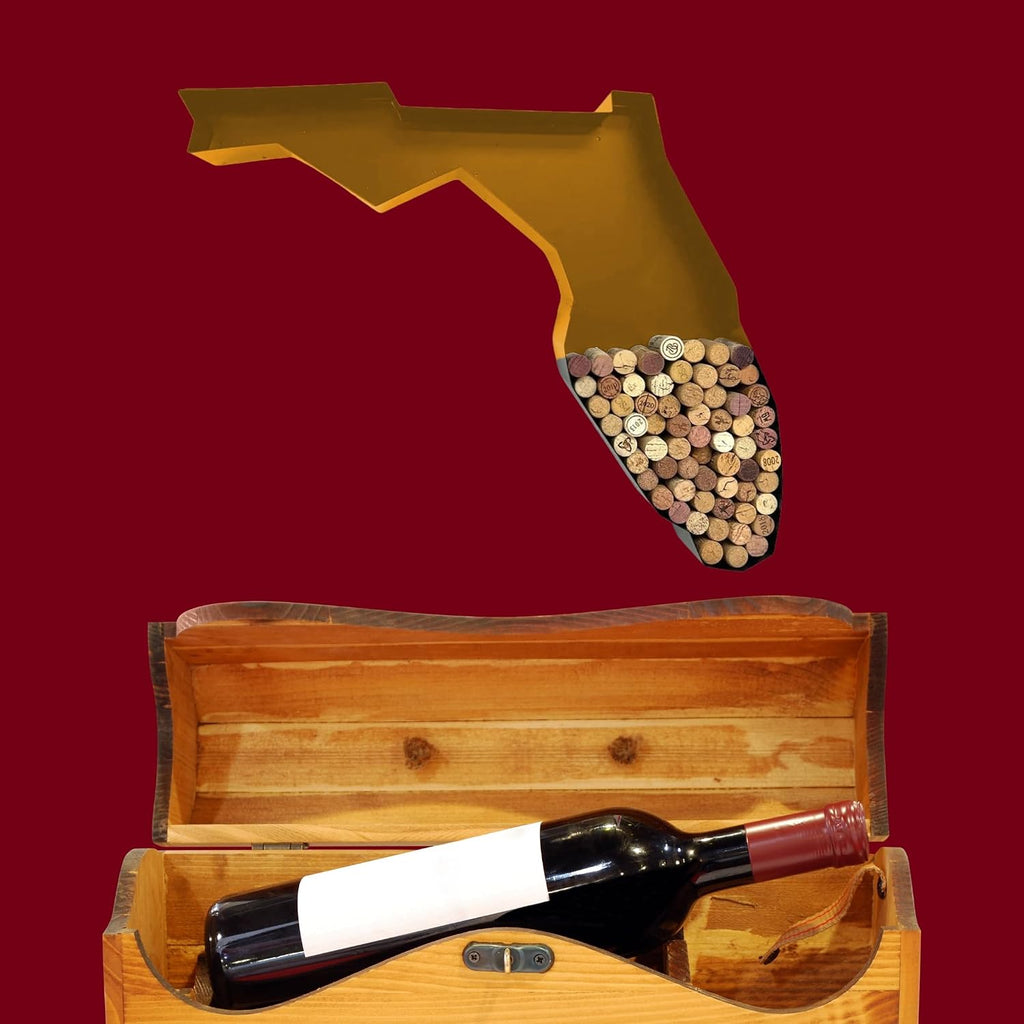NEONSIGN Florida State Map Wine Cork Holder Metal Arkansas Decor Sign Wine Bar Pub Home Decoration (Gold, 36 in)