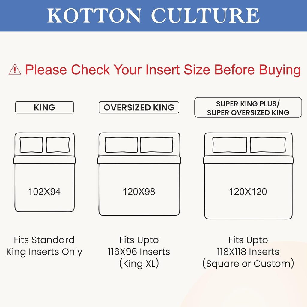 Kotton Culture 120'x 98' 1 Pc Oversized King Pinch Pleated - Pintuck Duvet Cover Only-100% Egyptian Cotton 1000 TC Comforter Cover-Zipper Closure & 7 Internal Ties- Fits Large King Inserts - Navy Blue