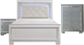 Benzara Alen 3 Pc Full Size Bedroom Set- Button Tufting- Mirror Trim- Black