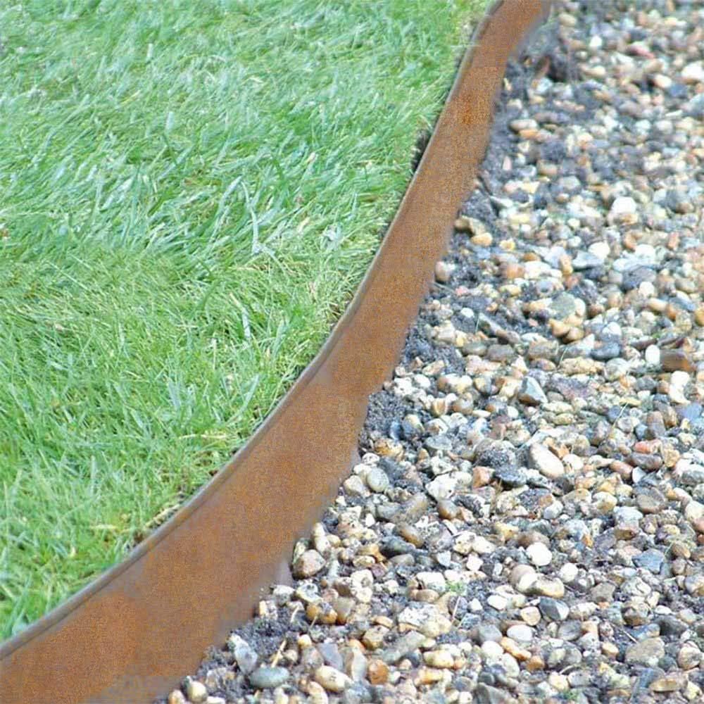 5 Piece Steel Home Kit Raw Steel Edging with 15 Edge Pins, 4' by 8', 18-Gauge