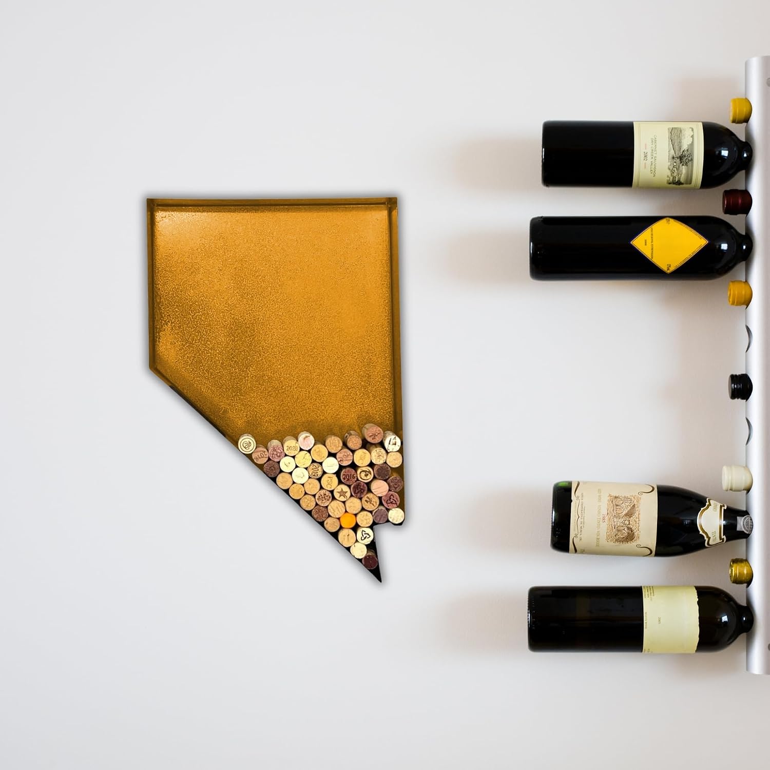 NEONSIGN Nevada State Map Wine Cork Holder Metal Nevada Decor Sign Wine Bar Pub Home Decoration (Gold, 18 inch)
