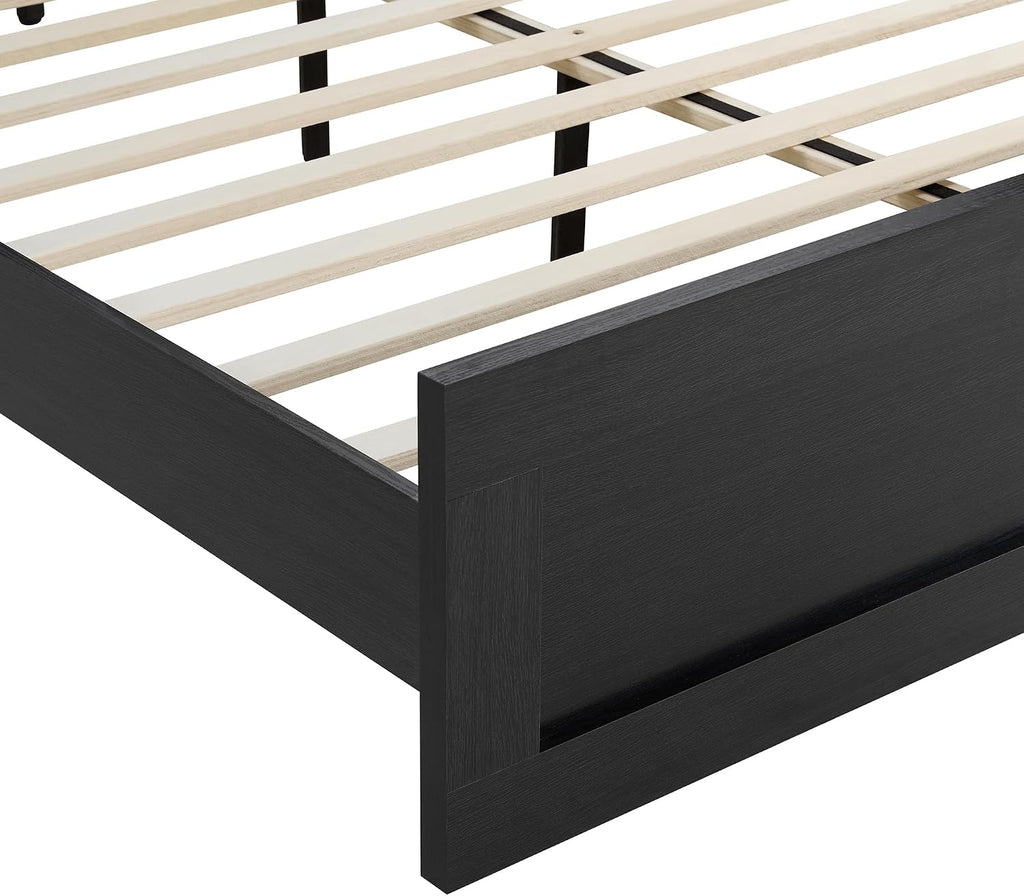 KISLOT Wood Bed Frame, Full Size Wooden Platform Bed Frame with Headboard and Footboard Mattress Foundation Farmhouse Bedroom Furniture No Box Spring Needed