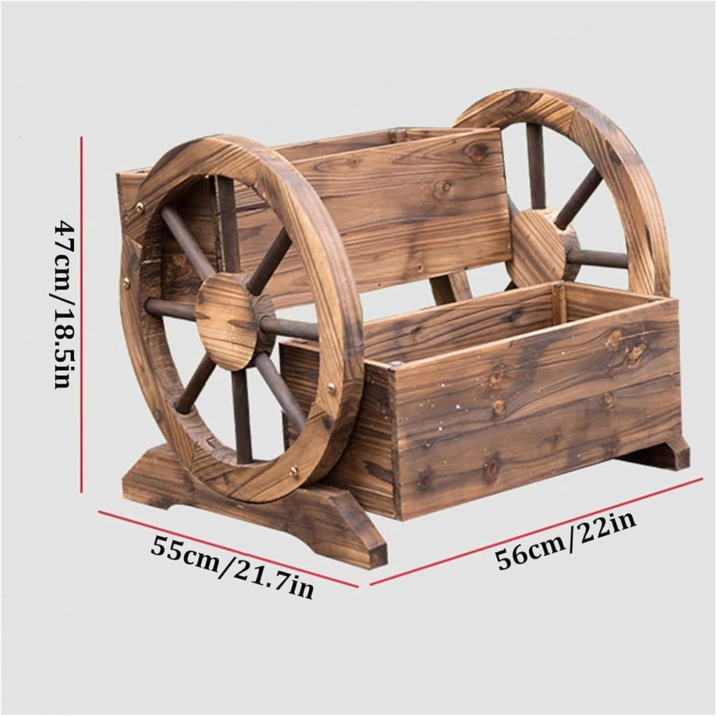 Plant Stand Indoor, Wood Plant Stand, Two Layers Outdoor Potting Bench, Garden Workstation Table with Wheels,Lower Storage and Lattice Back