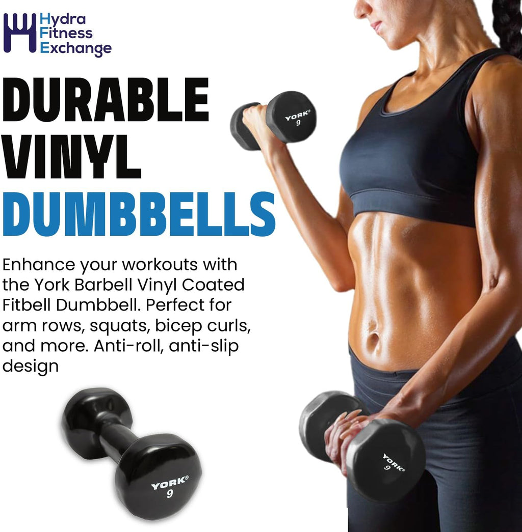 Vinyl Coated Fitbell Dumbbell (1LB to 15LB, Pack of 1, 2, 4) | Durable Anti-Roll Anti-Slip, Multi-Color | Ideal for Arm Rows Squats Chest Presses Bicep Curls Walking Jogging & Yoga