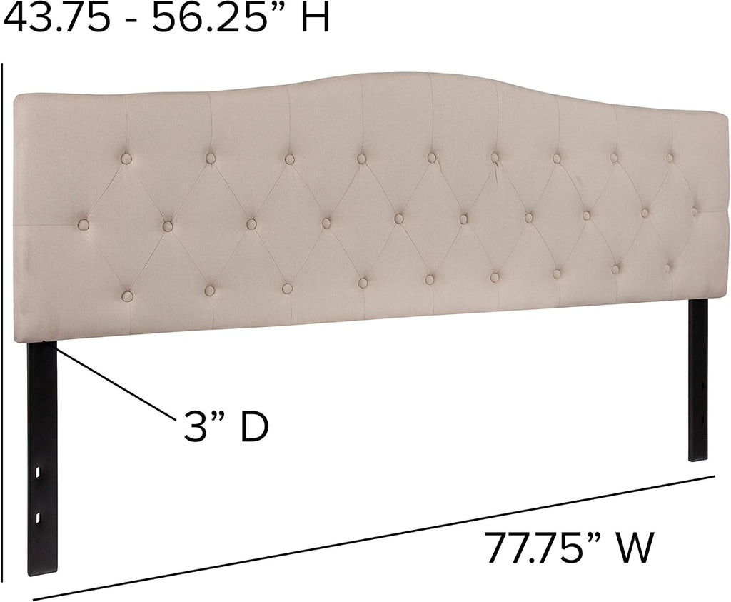 Flash Furniture Cambridge Button Tufted and Diamond Stitched Upholstered King Size Headboard in Beige Fabric