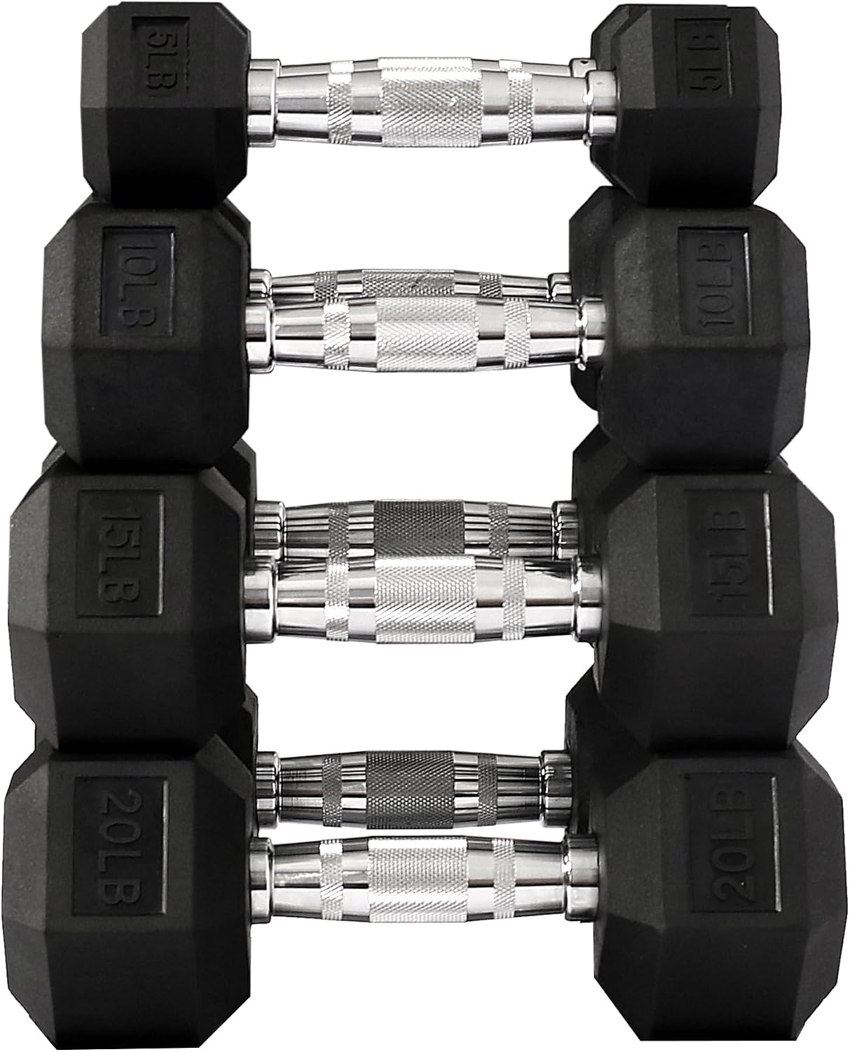 Fitvids Rubber Encased Hex Dumbbell Set Contoured Handle for Muscle Toning, Strength Building & Full Body Workout, 60LB, 100LB, 150LB and 550LB Set