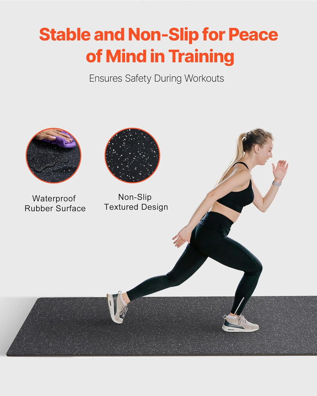 VEVOR 0.56In 100sq.ft 25 Tiles Gym Flooring for Home Gym, Rubber Top with High Density EVA Foam, 25' x 25' Gym Floor Exercise Equipment Mats, Interlocking Gym Mats, Puzzle Workout Mats, Black & White