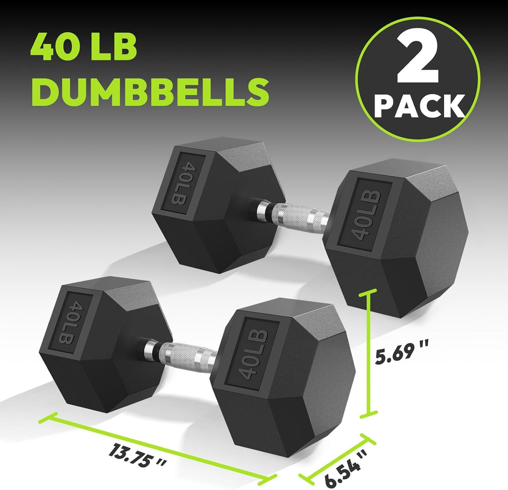 HANDBODE Hex Dumbbell 30-570 lb Dumbbell set, Rubber Encased Exercise & Fitness Dumbbells, Hand Weight for Strength Training