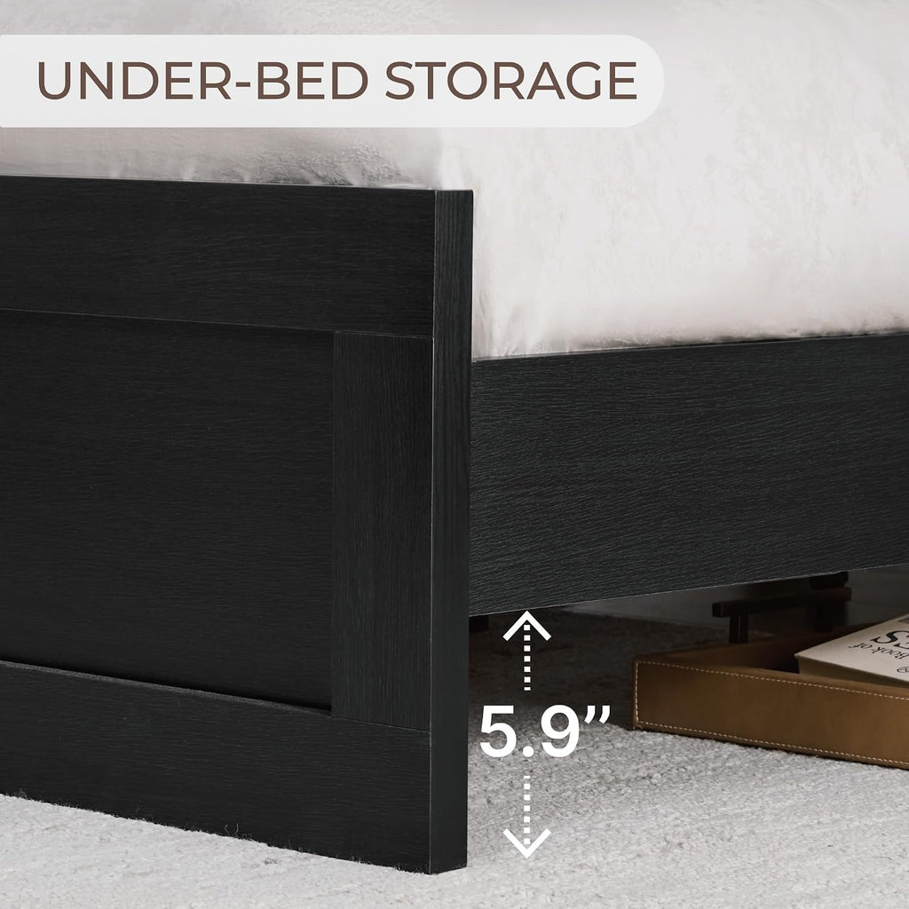 KISLOT 3 Pieces Bedroom Set, Queen Size Wood Platform Bed Frame and 2 Nightstands, Storage Nightstand with Type-C Charging Port, Farmhouse Bedroom Furniture Set