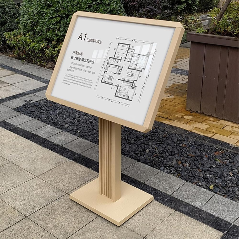 Heavy-Duty Adjustable Poster Sign Stand - Indoor/Outdoor Floor Display Holder for Store & Sidewalk Advertising(Color:Black)