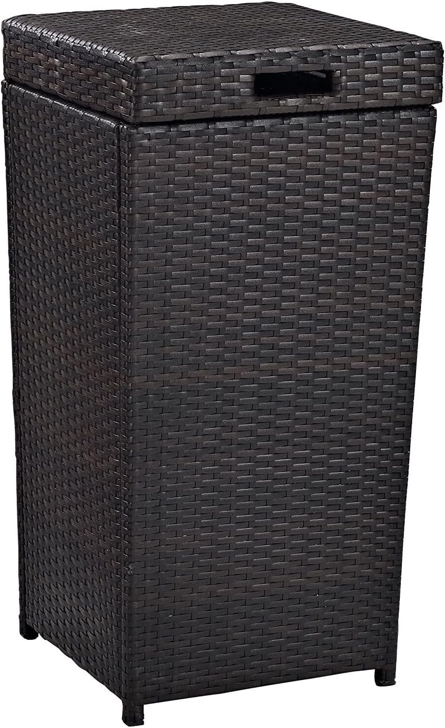 Maykoosh Rustic Retreat Outdoor Wicker Trash Bin - Brown Finish, 16 x 16 x 31.5 inches, Manual Lift Lid, Sturdy Steel and Wicker Construction, Modern Patio/Lawn/Porch Trash Bin
