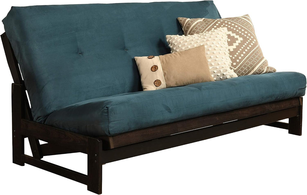 KODIAK FURNITURE Aspen Futon Set with Reclaim Mocha Finish, Suede Navy