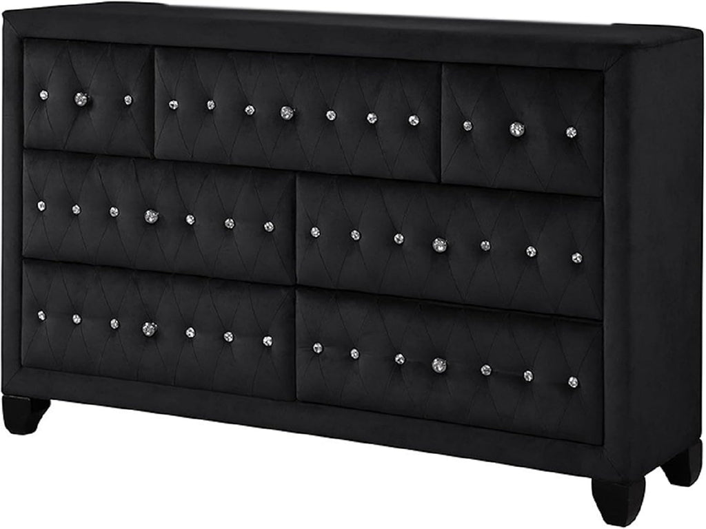 Tufted and Upholstered King 5PC Bedroom Set Made with Wood in Black
